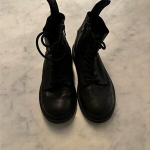 Dr Marten monochrome black boots, youth size 2.